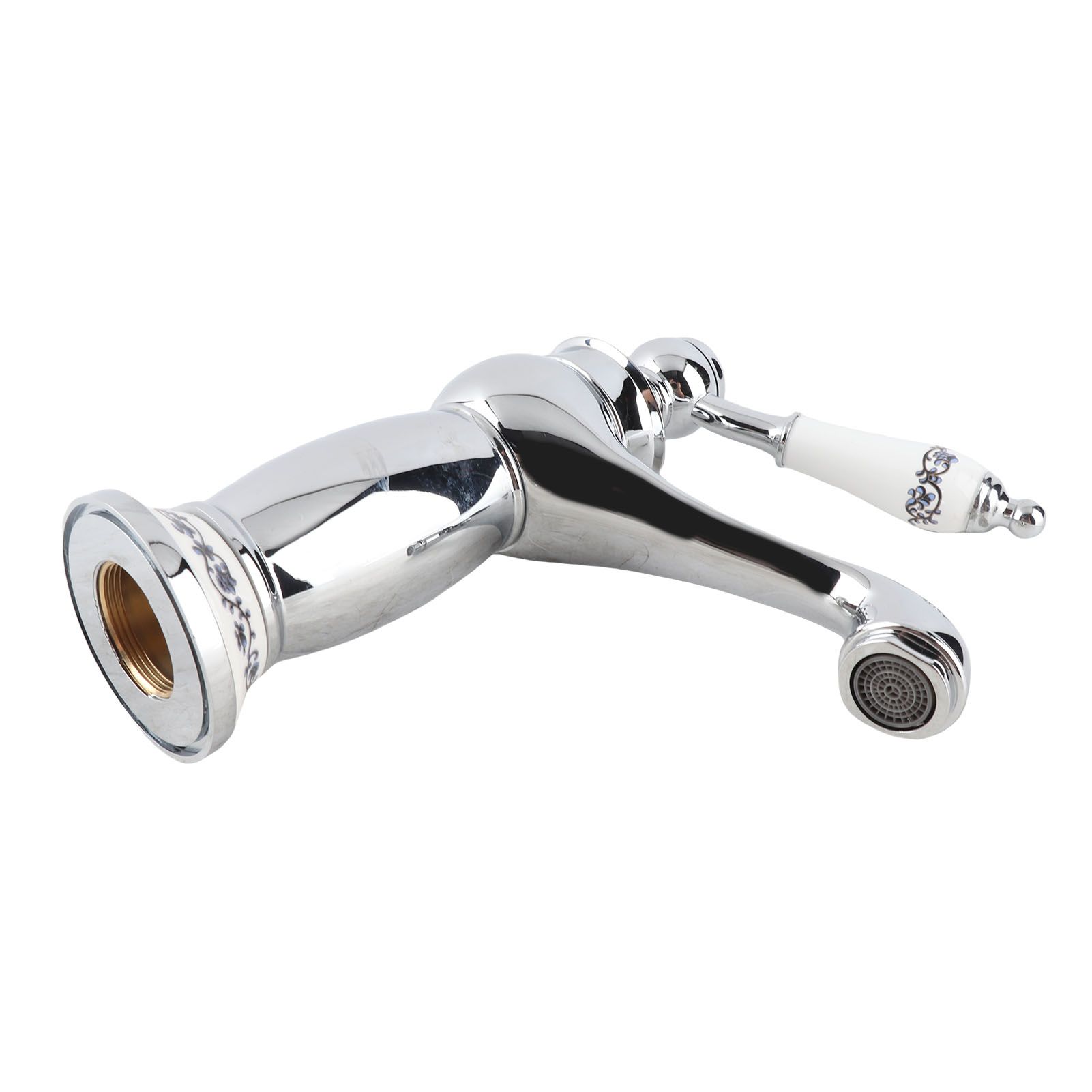Floral Pattern Single Handle Mixer Tap Cold/Hot Water Faucet for Bathroom view 3