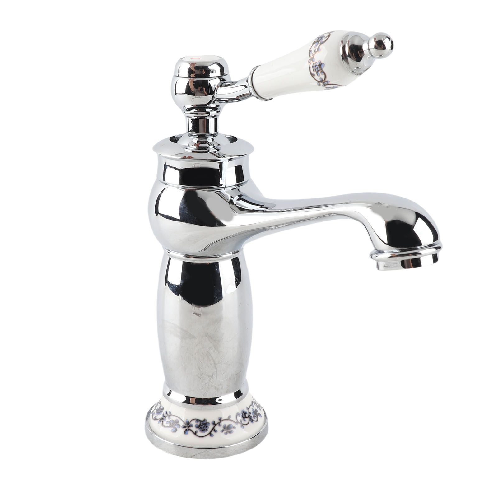 Floral Pattern Single Handle Mixer Tap Cold/Hot Water Faucet for Bathroom view 5