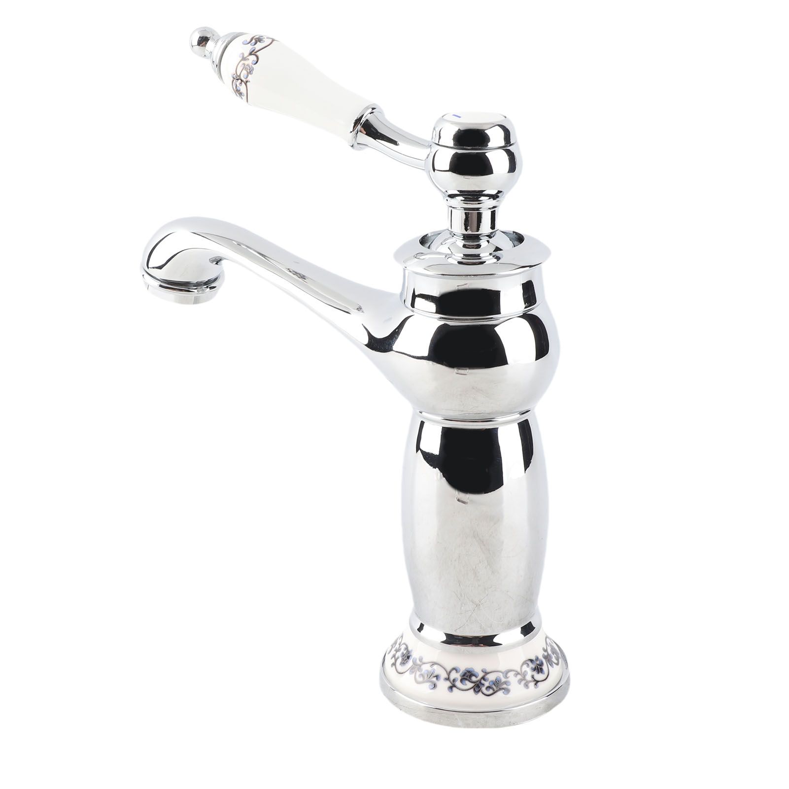 Floral Pattern Single Handle Mixer Tap Cold/Hot Water Faucet for Bathroom view 9