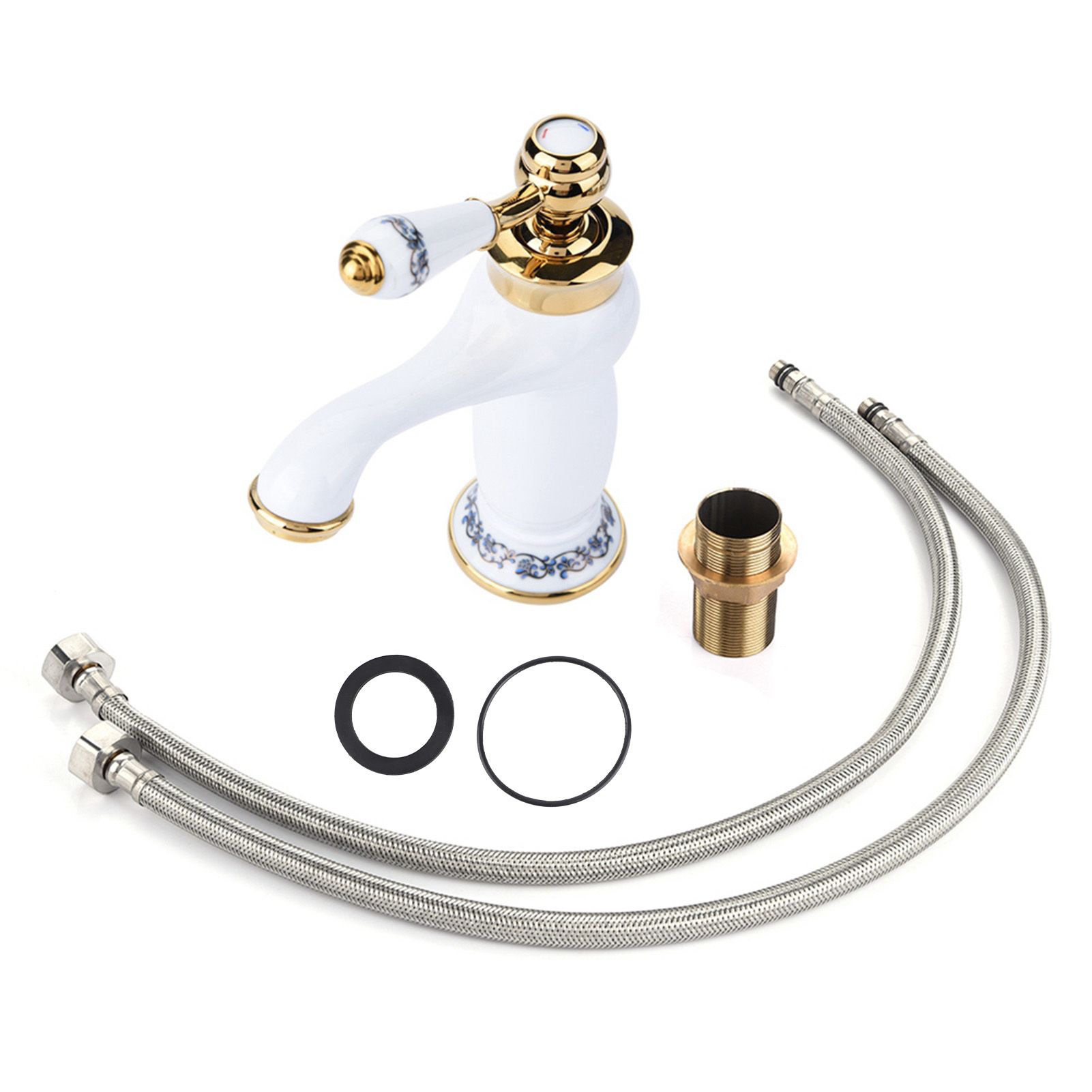Floral Pattern Single Handle Mixer Tap Cold/Hot Water Faucet for Bathroom view 2