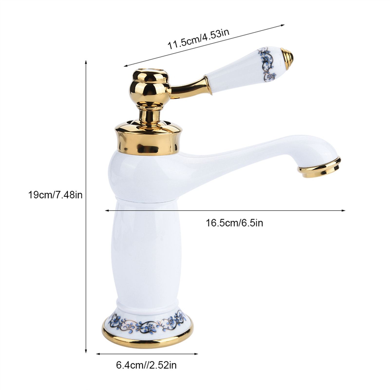 Floral Pattern Single Handle Mixer Tap Cold/Hot Water Faucet for Bathroom view 4