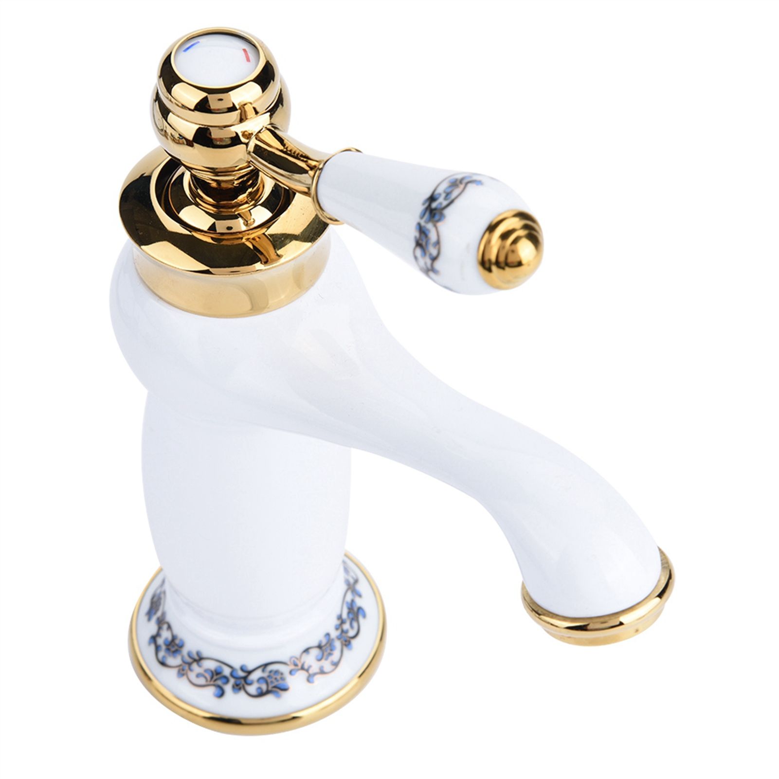 Floral Pattern Single Handle Mixer Tap Cold/Hot Water Faucet for Bathroom view 9