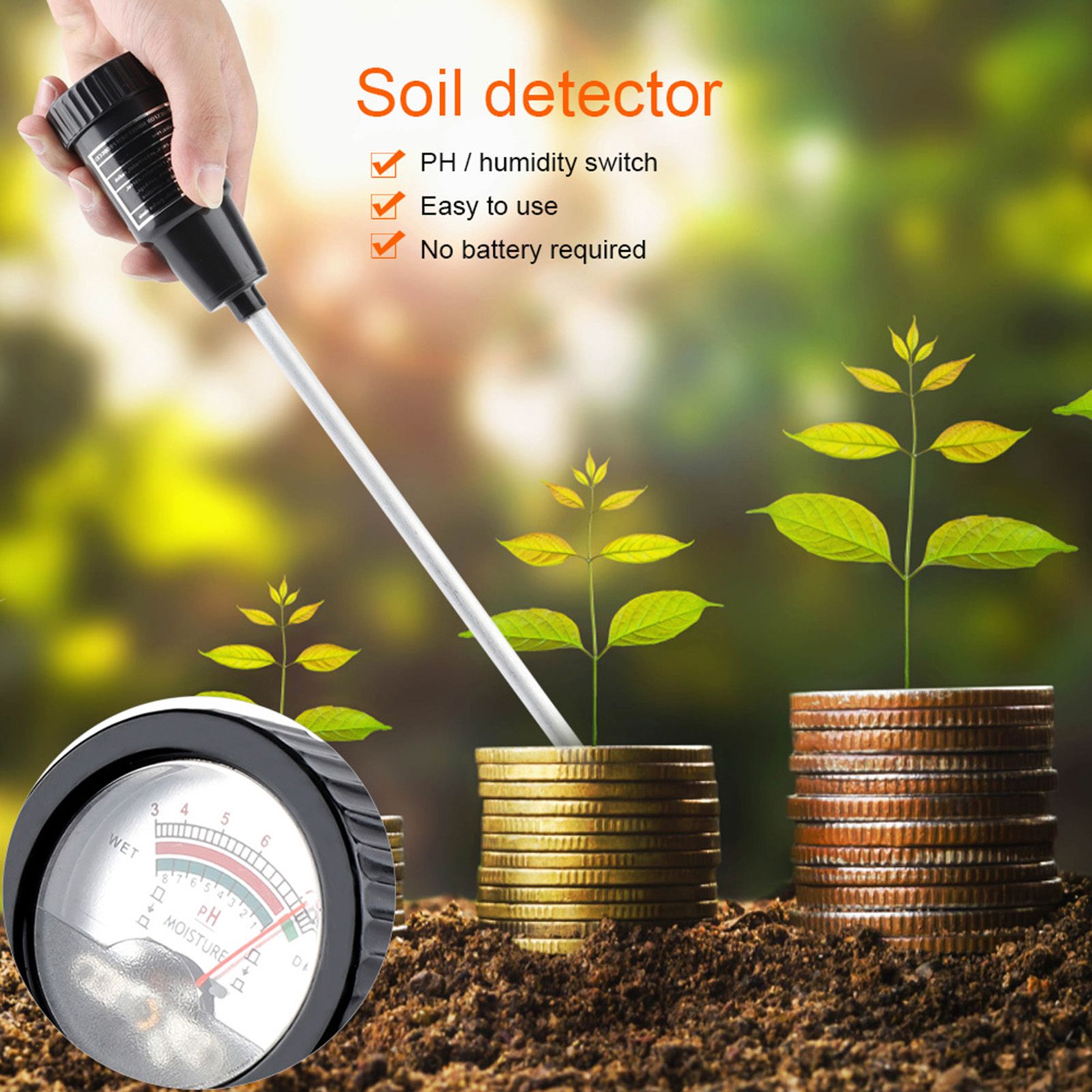 Soil PH / Moisture Meter Tester Long Water Quality Plants Hydroponics Analyzer view 6