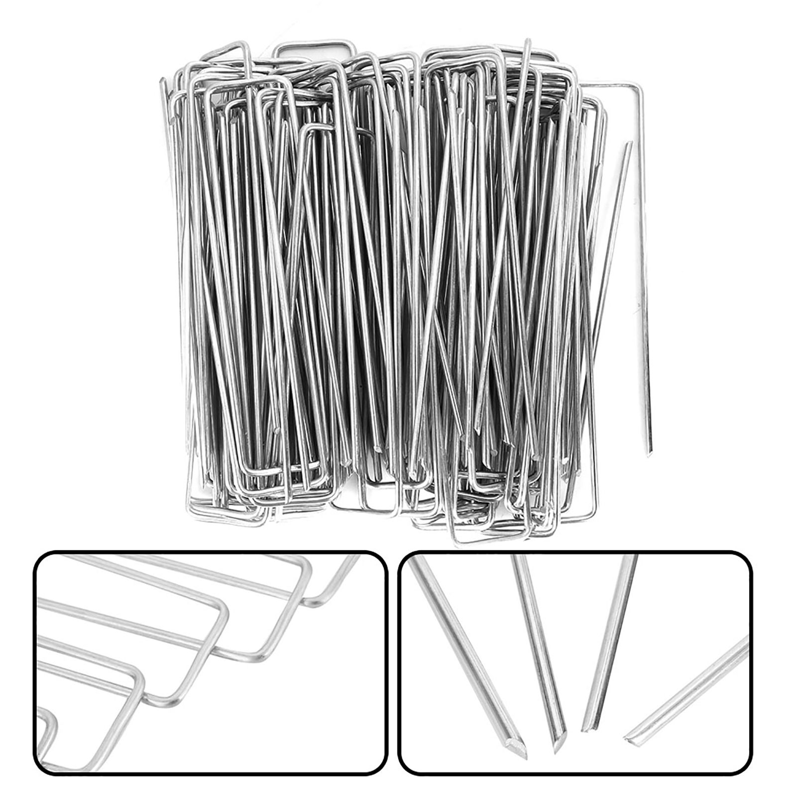 100Pcs Stainless Steel Ground Garden Staple Pins Weed Barrier Fabric Stake view 5
