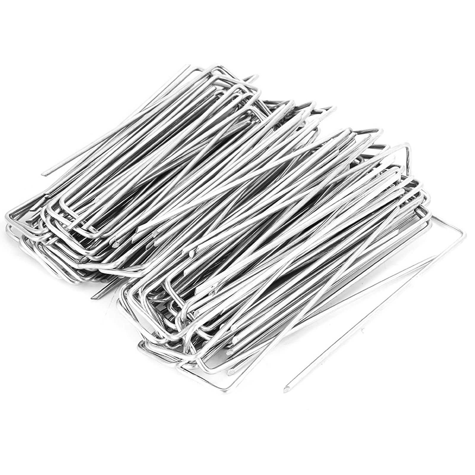 100Pcs Stainless Steel Ground Garden Staple Pins Weed Barrier Fabric Stake view 7