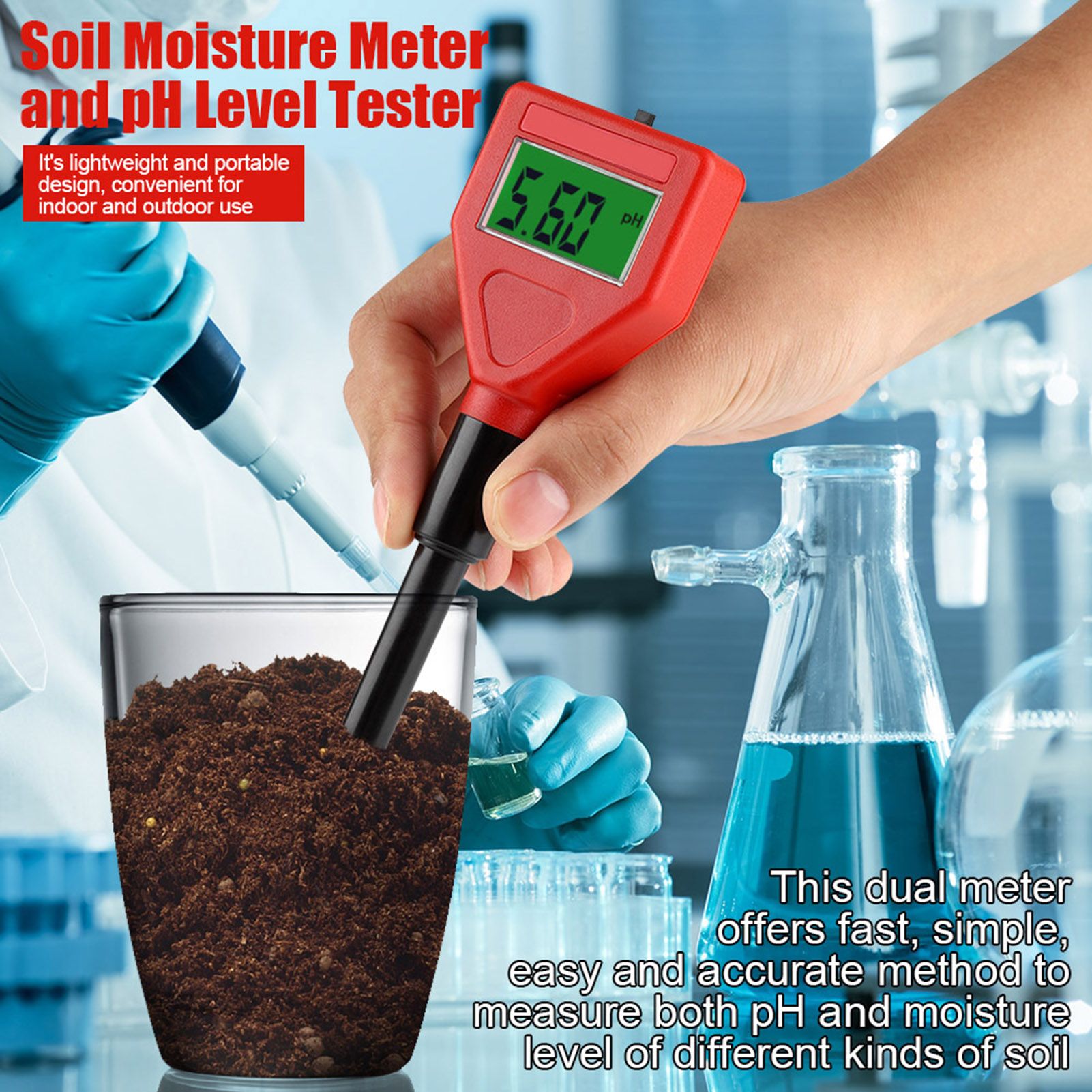 Moisture Meter Tester Long Water Quality for Plants Hydroponics Analyzer — image 1