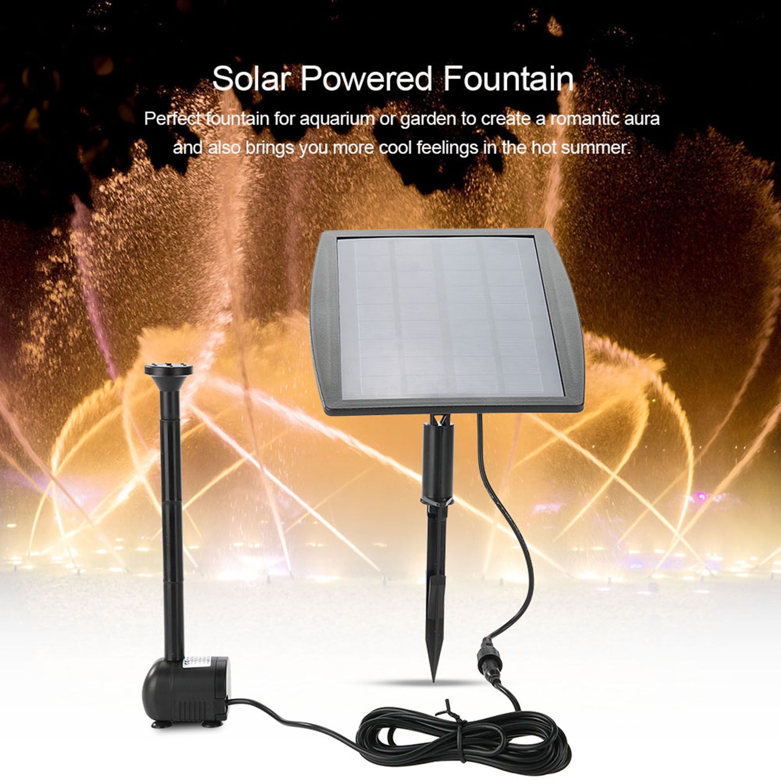 2.5W Solar Powered Fountain Water Pump for Pool Pond Garden Plants Aquarium