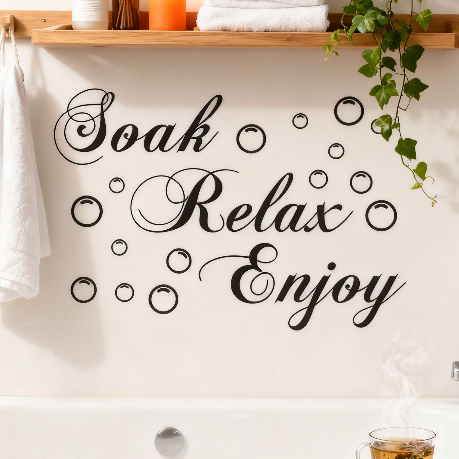 Soak Relax Enjoy Sticker Living Room Bedroom Backdrop Wall Decorative Decal view 8