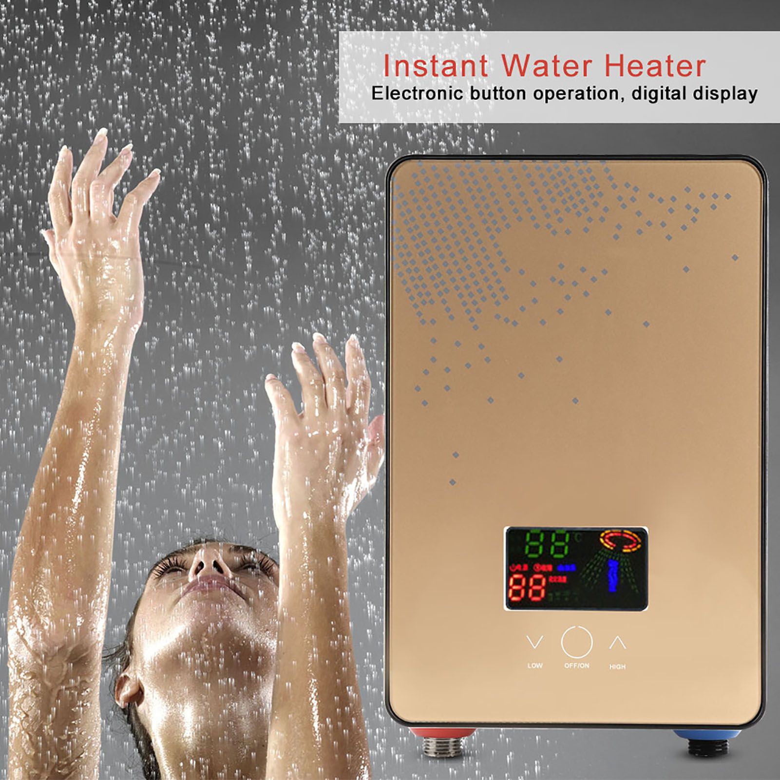 220V 6500W Tankless Instant Electric Hot Water Heater Shower for Home Bathroom