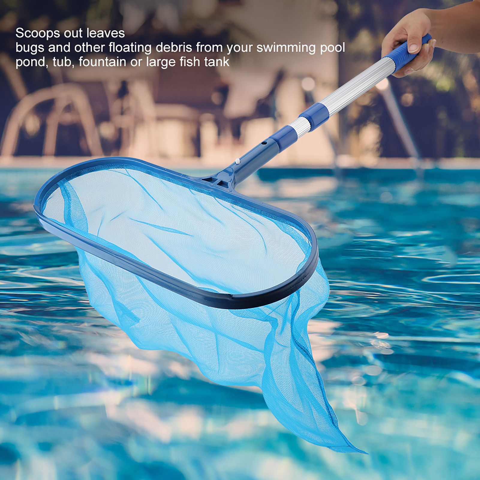 Swimming Pool Leaf Skimmer Mesh Net with Telescopic Pole Pond Tub Effective view 3
