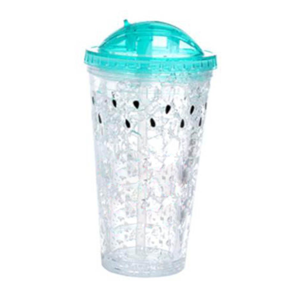 Summer Water Bottle Double Plastic Iced Coffee Cup with Straw for Travel view 2