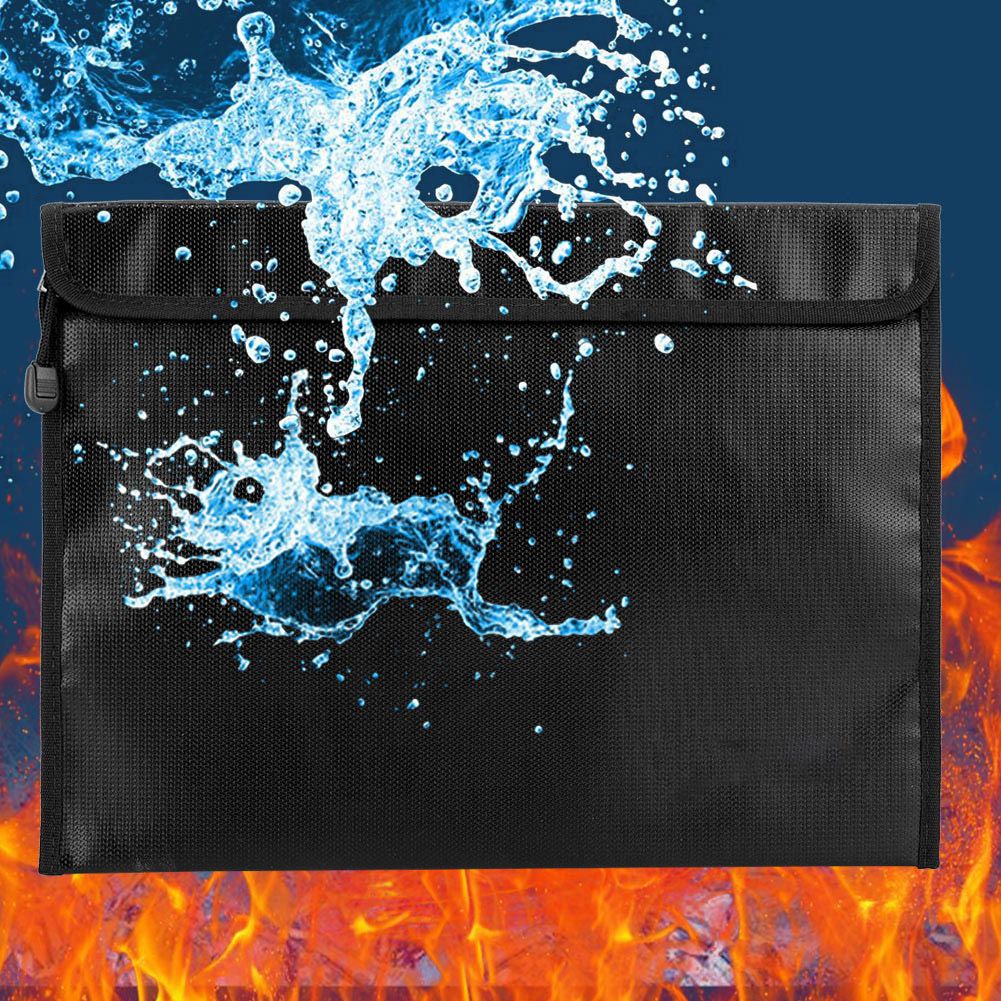 Black Fireproof Document Bag Cross Section Passport Money Certificates Keeping view 8