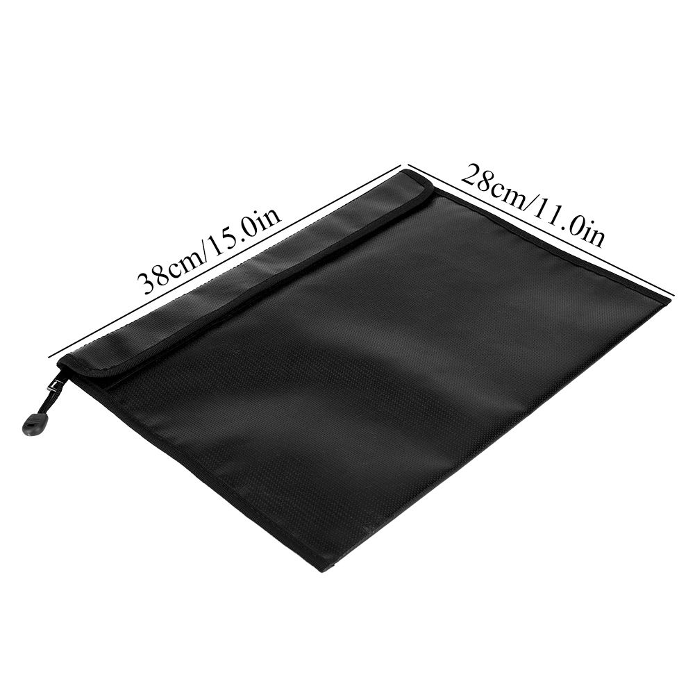 Black Fireproof Document Bag Cross Section Passport Money Certificates Keeping view 9