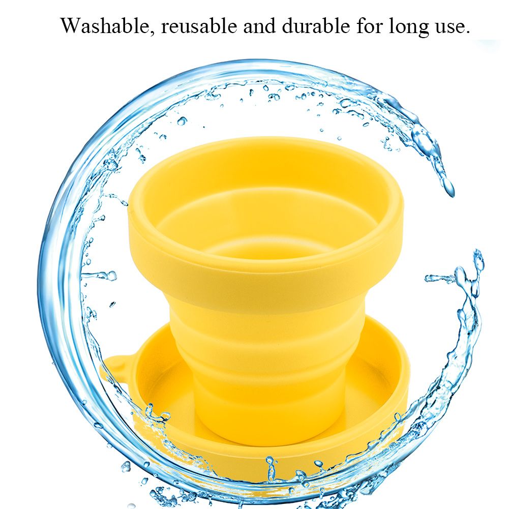 Silicone Telescopic Drinking Collapsible Folding Cup Travel Camping Outdoor Yellow view 6