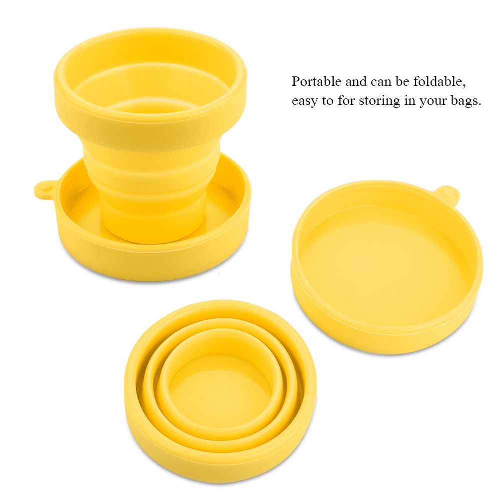 Silicone Telescopic Drinking Collapsible Folding Cup Travel Camping Outdoor Yellow view 7