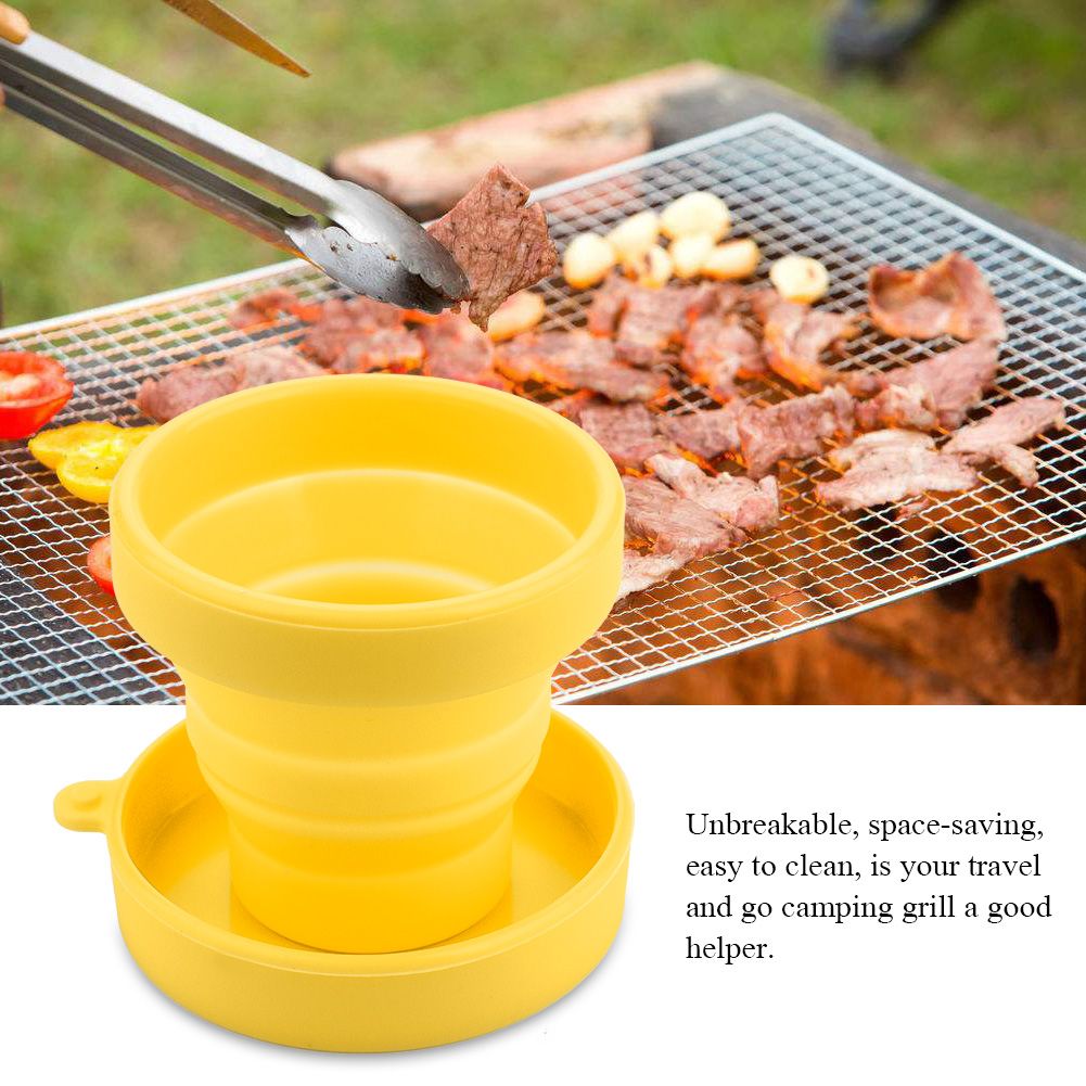 Silicone Telescopic Drinking Collapsible Folding Cup Travel Camping Outdoor Yellow view 9