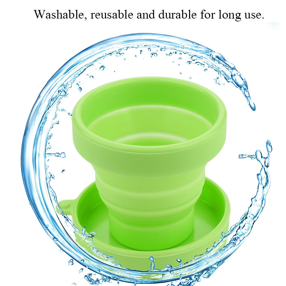 Silicone Telescopic Drinking Collapsible Folding Cup Travel Camping Outdoor Green view 6
