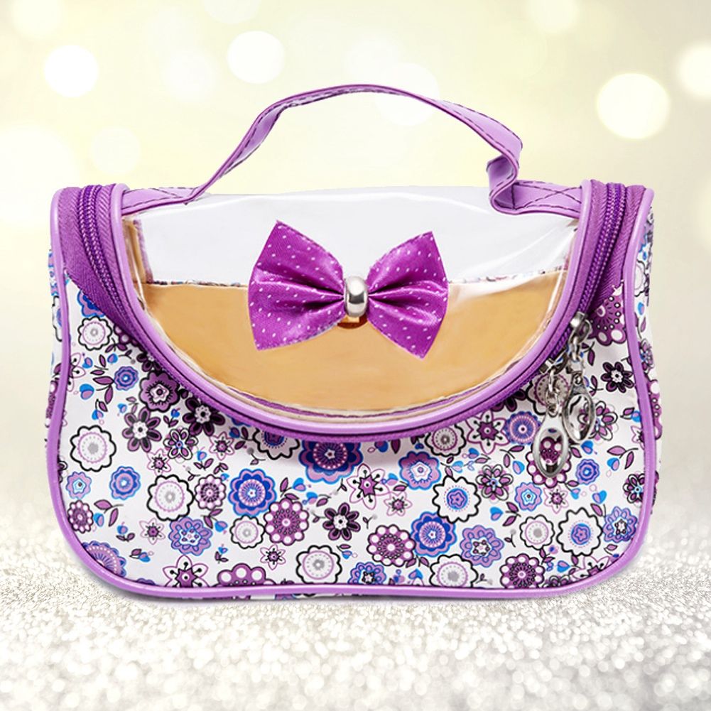 Portable Traveling Transparent Storage Makeup Cosmetic Bag for Girls Woman(Purple) — image 1
