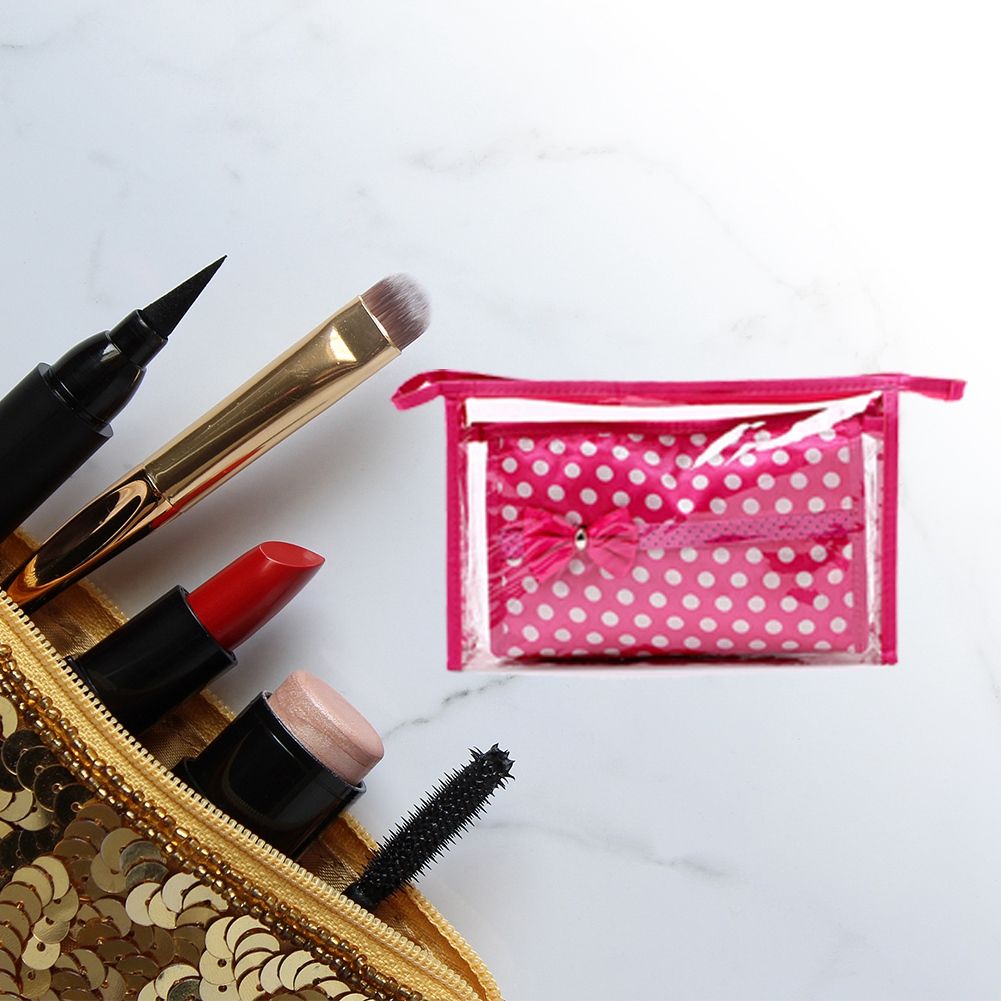 2pcs/ Set Reusable Transparent Plastic Storage Makeup Cosmetic Bag for Girls — image 1