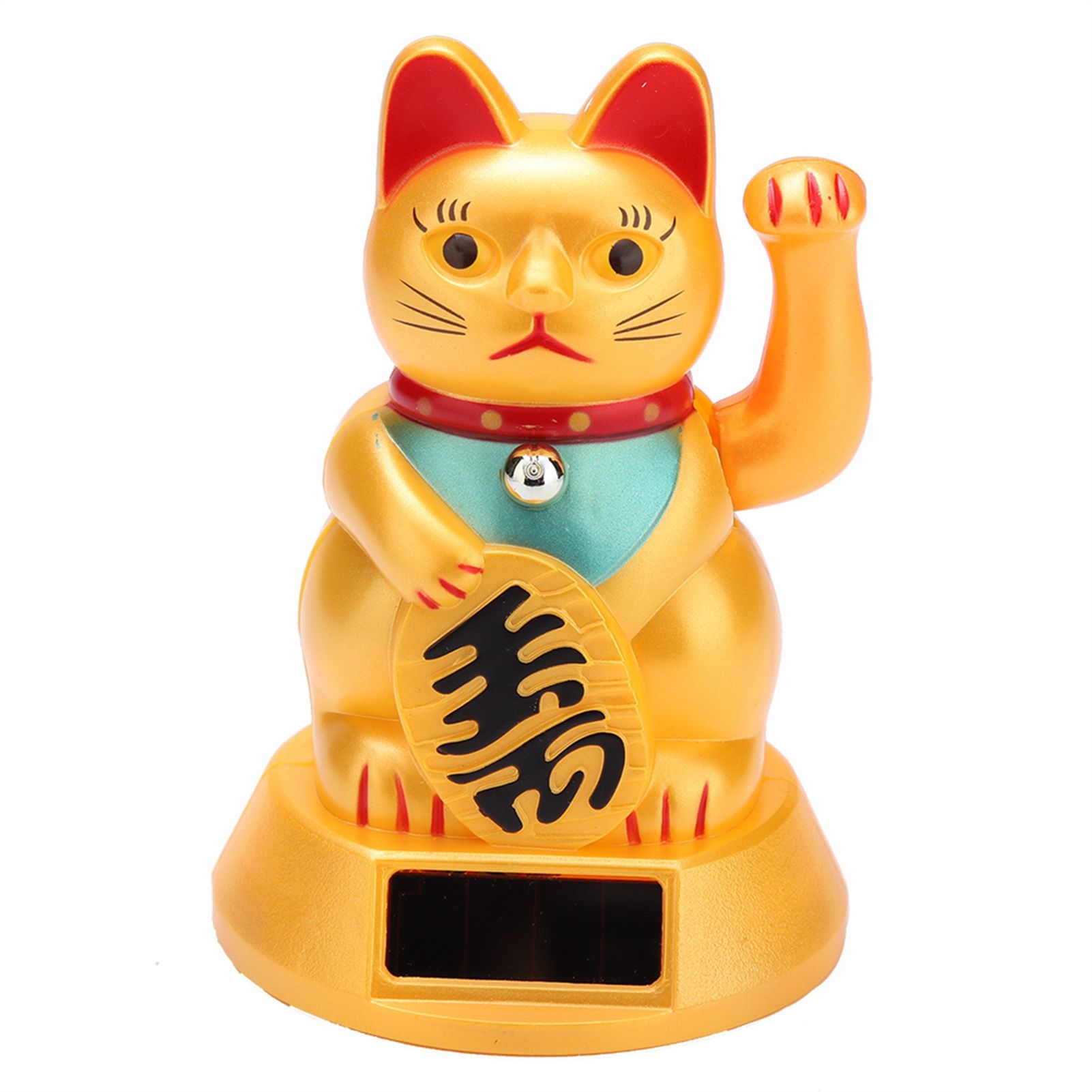 Solar Powered Welcoming Waving Beckoning Fortune Lucky Cat Home Stores Car Decor view 2