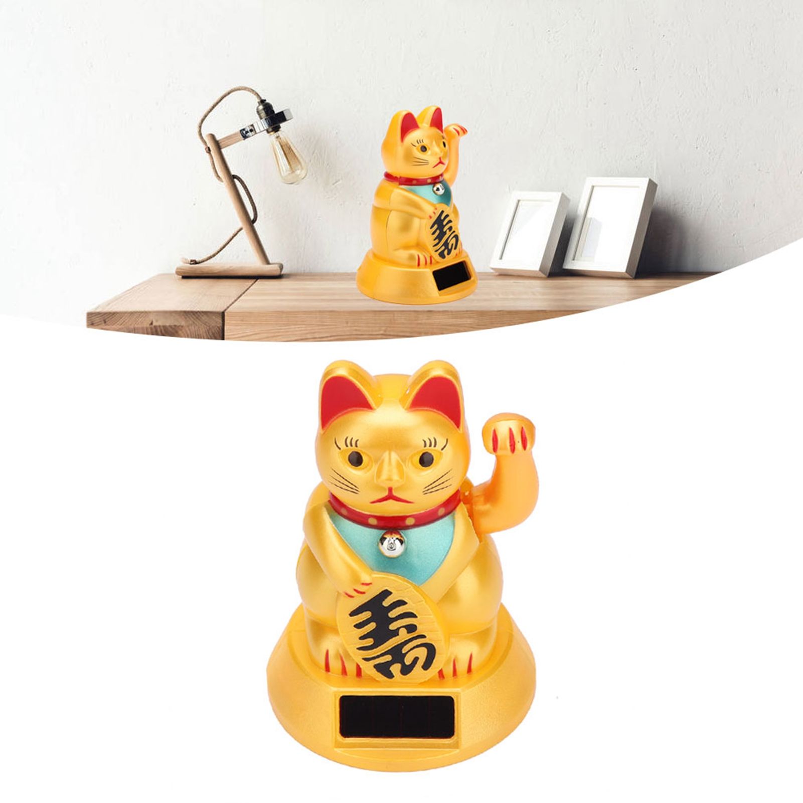 Solar Powered Welcoming Waving Beckoning Fortune Lucky Cat Home Stores Car Decor view 11