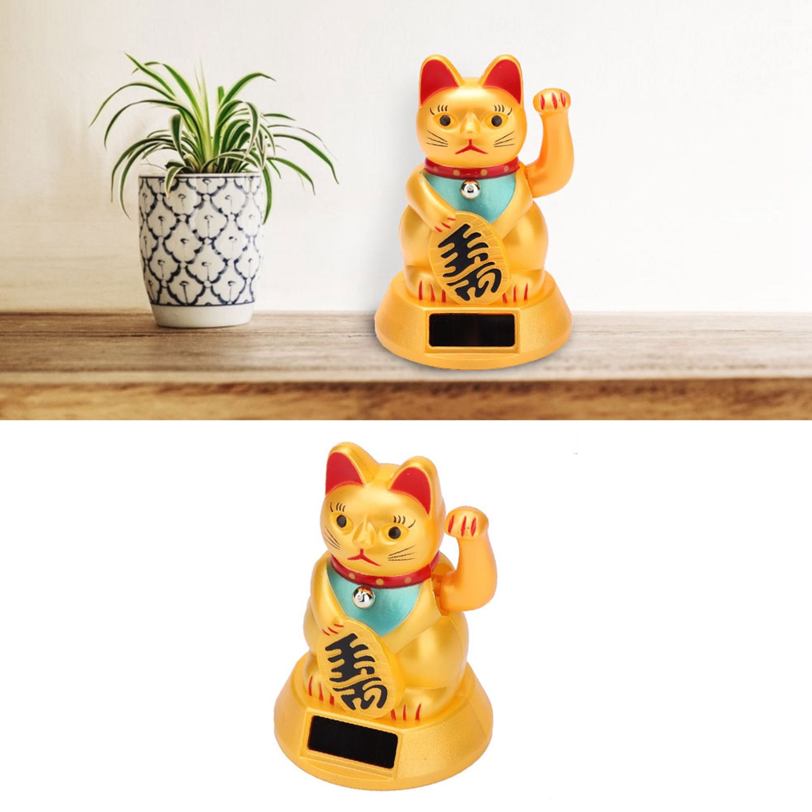 Solar Powered Welcoming Waving Beckoning Fortune Lucky Cat Home Stores Car Decor view 12