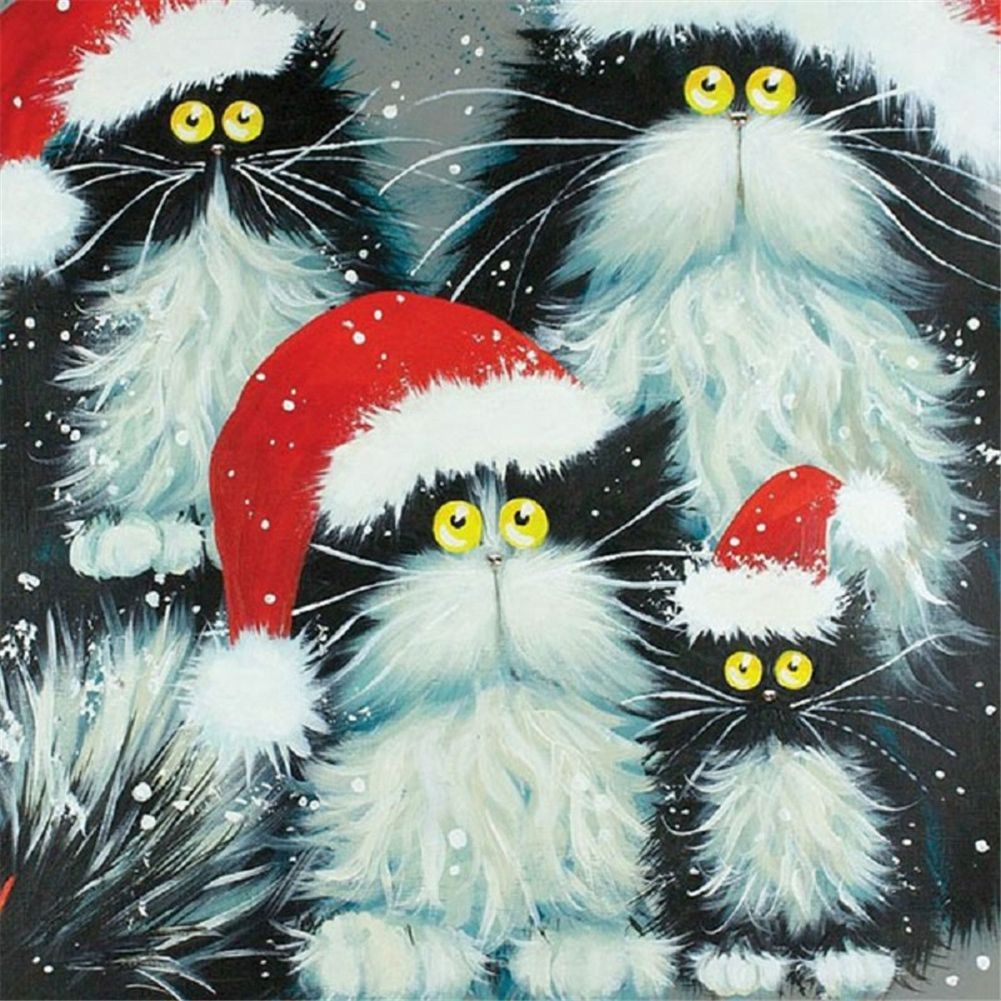 DIY Digital Oil Painting Santa Claus Snowman Cat Linen Decorative Painting GX1853 view 2