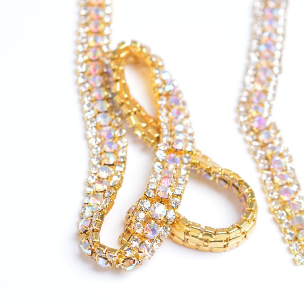 3 Rows Diamond Mesh Wrap Roll Sparkle Crystal Rhinestone Ribbon Wedding Dress