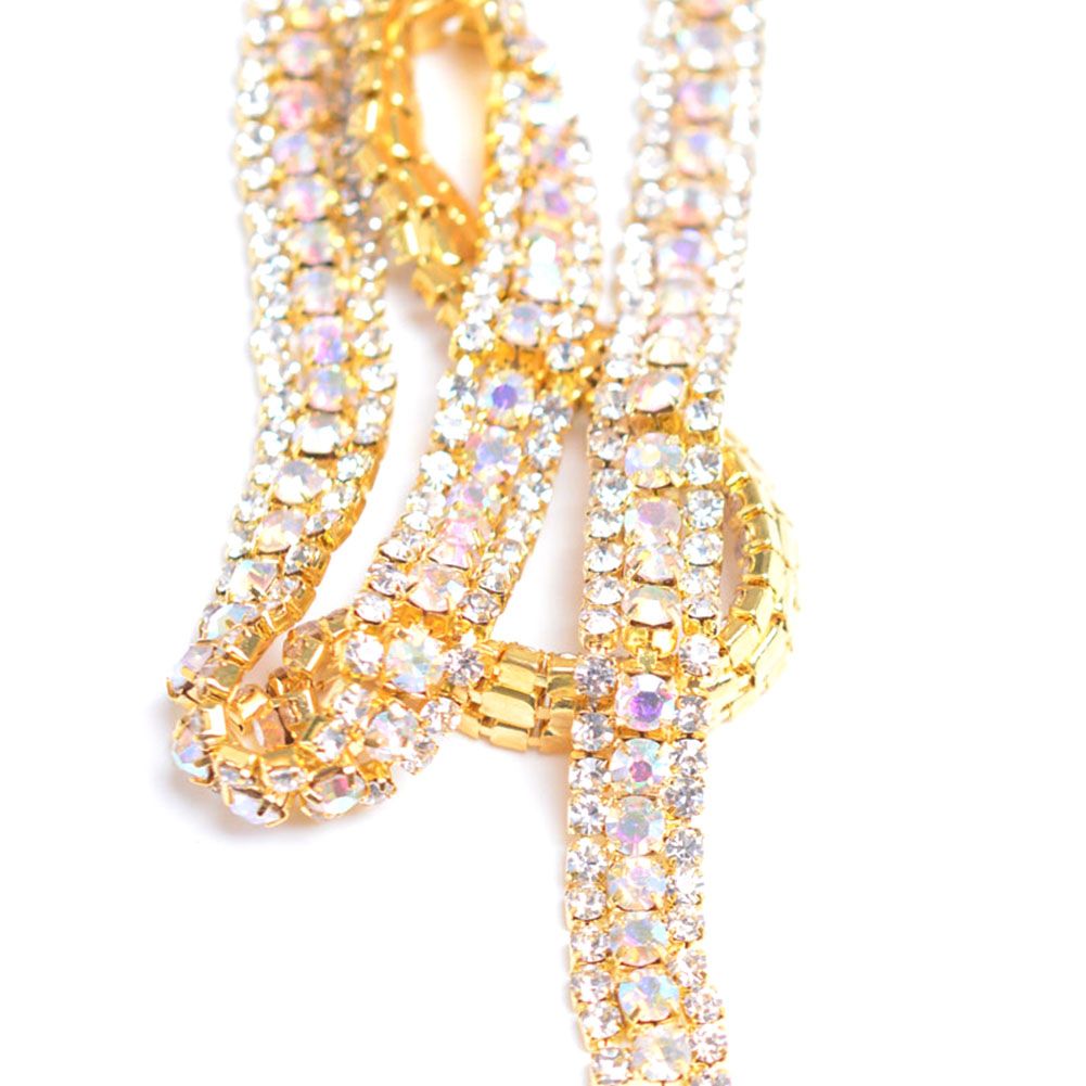3 Rows Diamond Mesh Wrap Roll Sparkle Crystal Rhinestone Ribbon Wedding Dress view 2