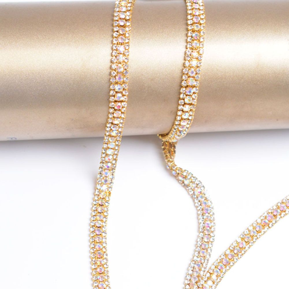 3 Rows Diamond Mesh Wrap Roll Sparkle Crystal Rhinestone Ribbon Wedding Dress view 7