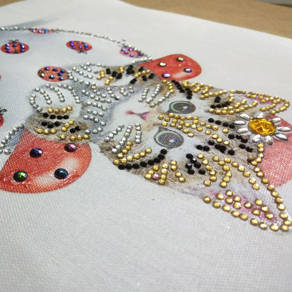 Children Handmade Kitty Pattern DIY Stereo Feeling Rhinestone Diamond Drawing view 10