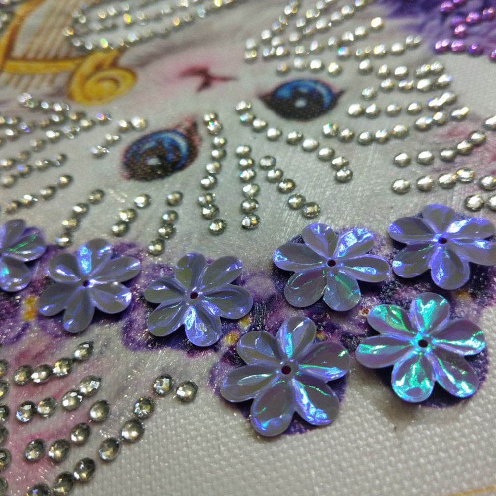 Children Handmade Kitty Pattern DIY Stereo Feeling Rhinestone Diamond Drawing view 12