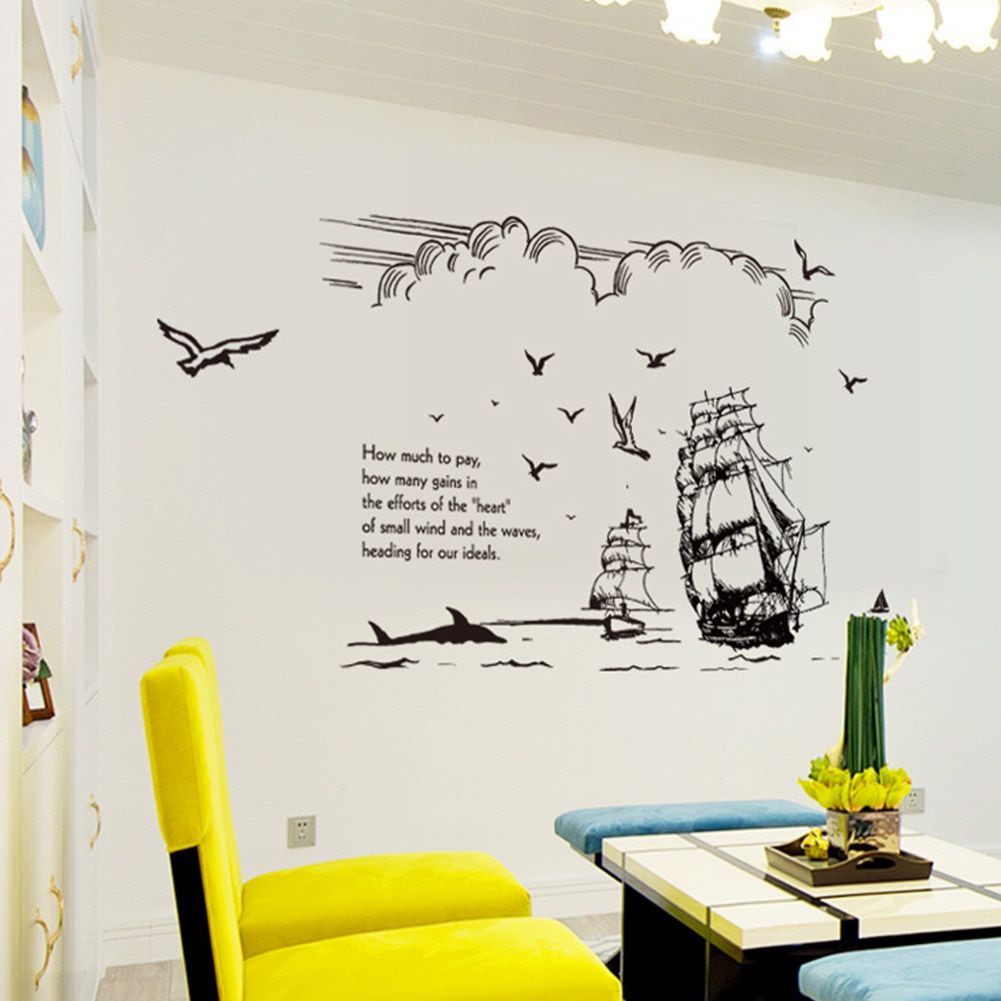 Beautiful Sailing Pattern Wall Decal Bedroom Living Room Background Sticker view 4