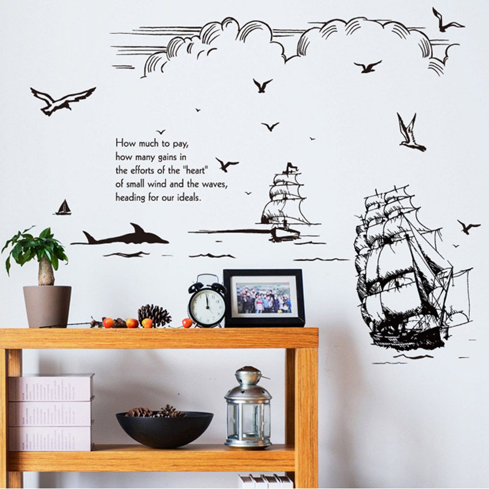 Beautiful Sailing Pattern Wall Decal Bedroom Living Room Background Sticker view 5