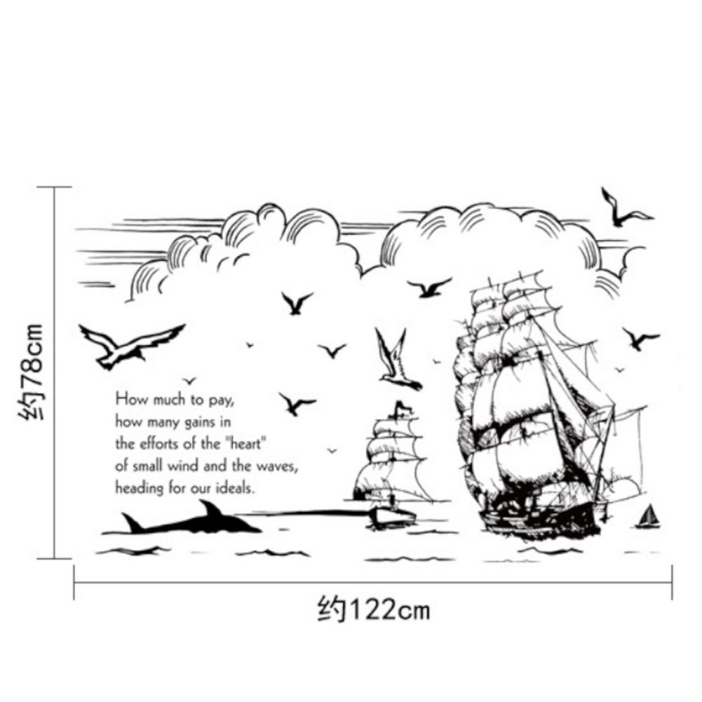 Beautiful Sailing Pattern Wall Decal Bedroom Living Room Background Sticker view 6