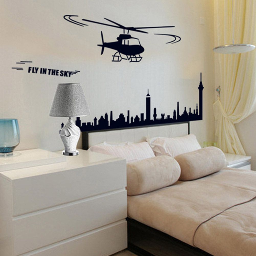 Cartoon Airplane Pattern Wall Decal Bedroom Living Room TV Background Sticker view 3