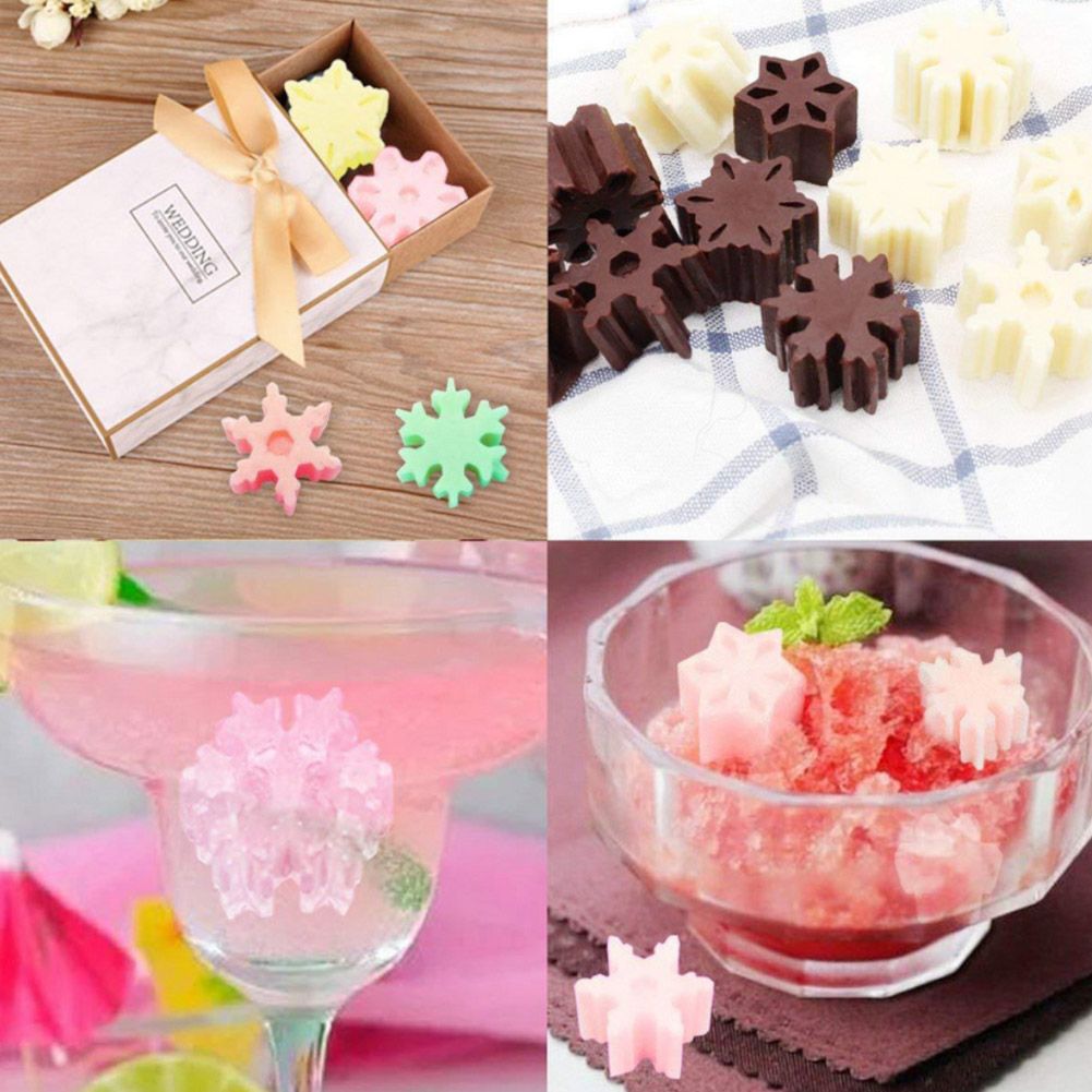 12 Holes Snow Mould DIY Silicone Cake Mold for Baking Fondant Cupcake Dessert Pink
