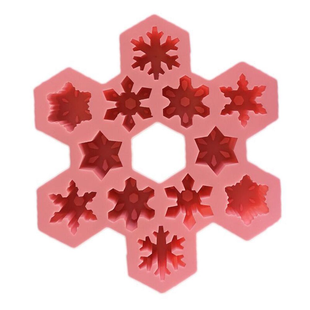12 Holes Snow Mould DIY Silicone Cake Mold for Baking Fondant Cupcake Dessert Pink view 2