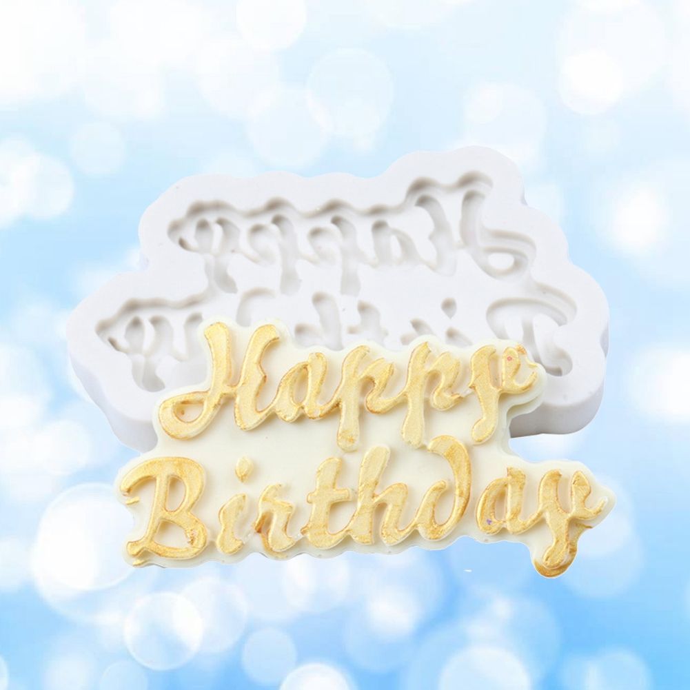 Happy Birthday Mould Decorating Tool DIY Silicone Cake Mold for Baking Fondant