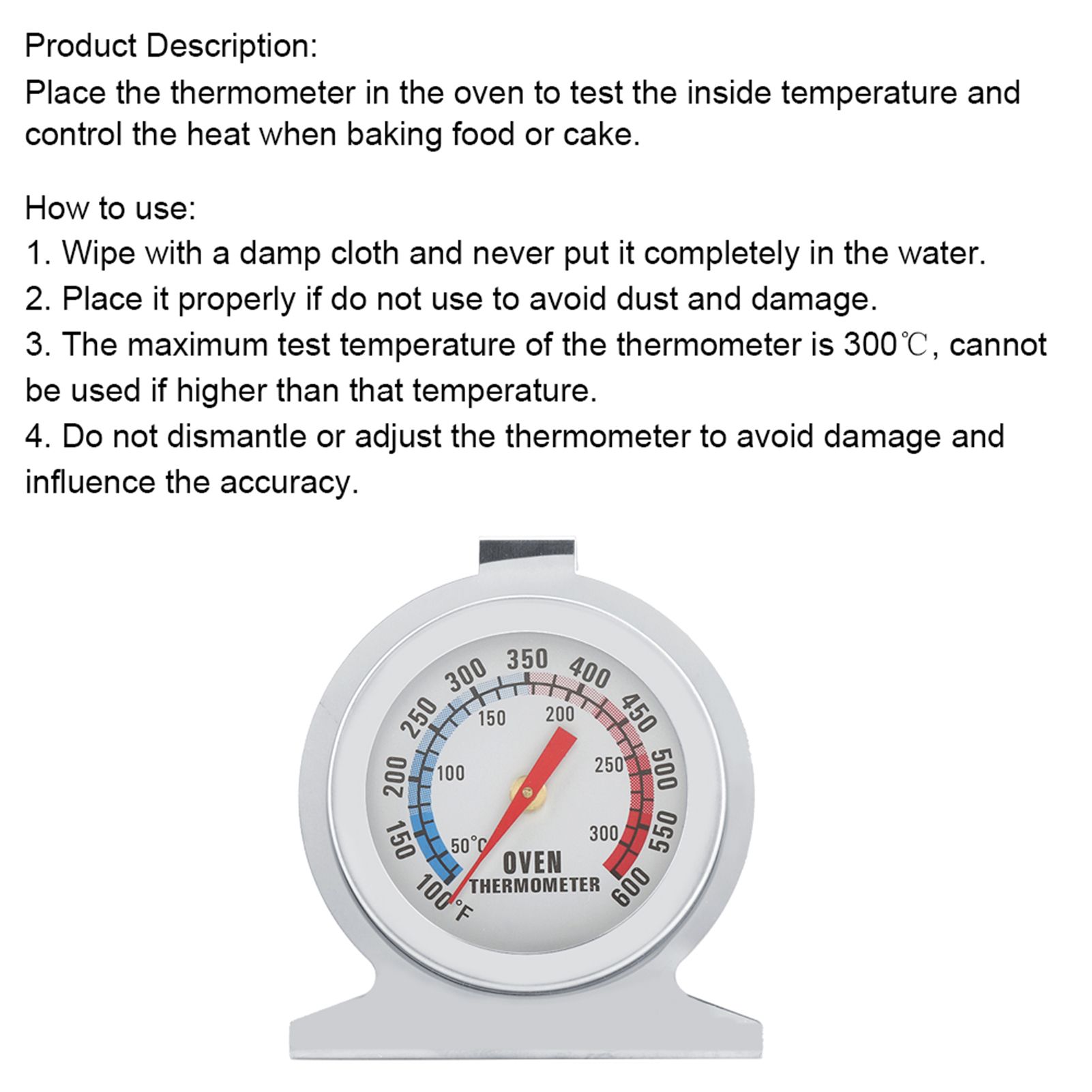 Stainless Steel Pointer Dial Oven Thermometer Food Meat Temperature Gauge view 9