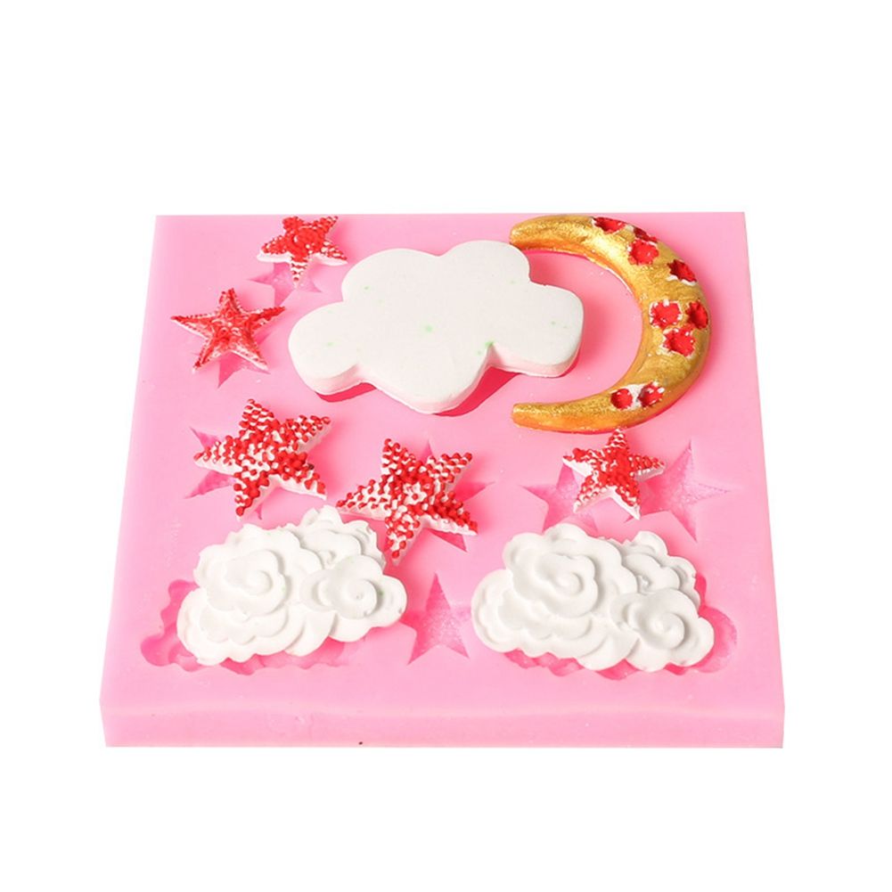 Silicone Cake Mold Stars Moon Clouds Pattern Chocolate Baking DIY Mold Making Tool view 3