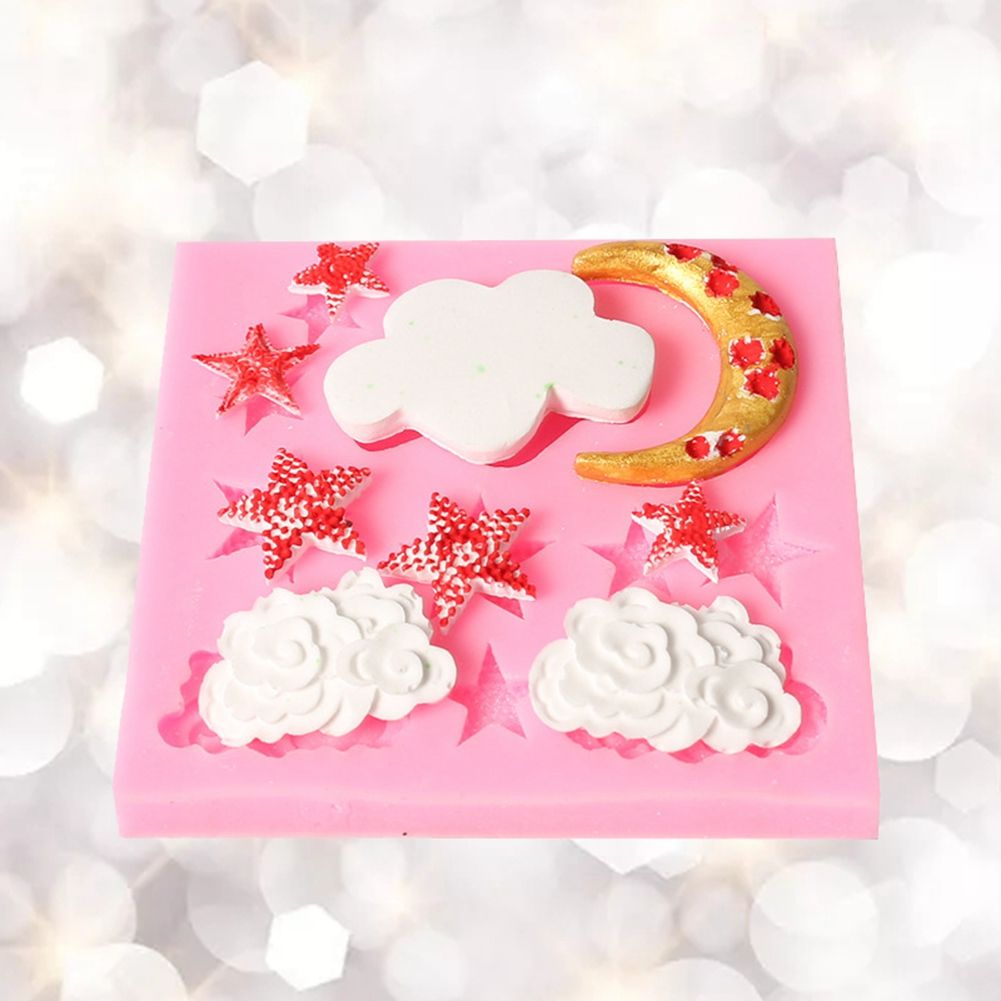 Silicone Cake Mold Stars Moon Clouds Pattern Chocolate Baking DIY Mold Making Tool view 6