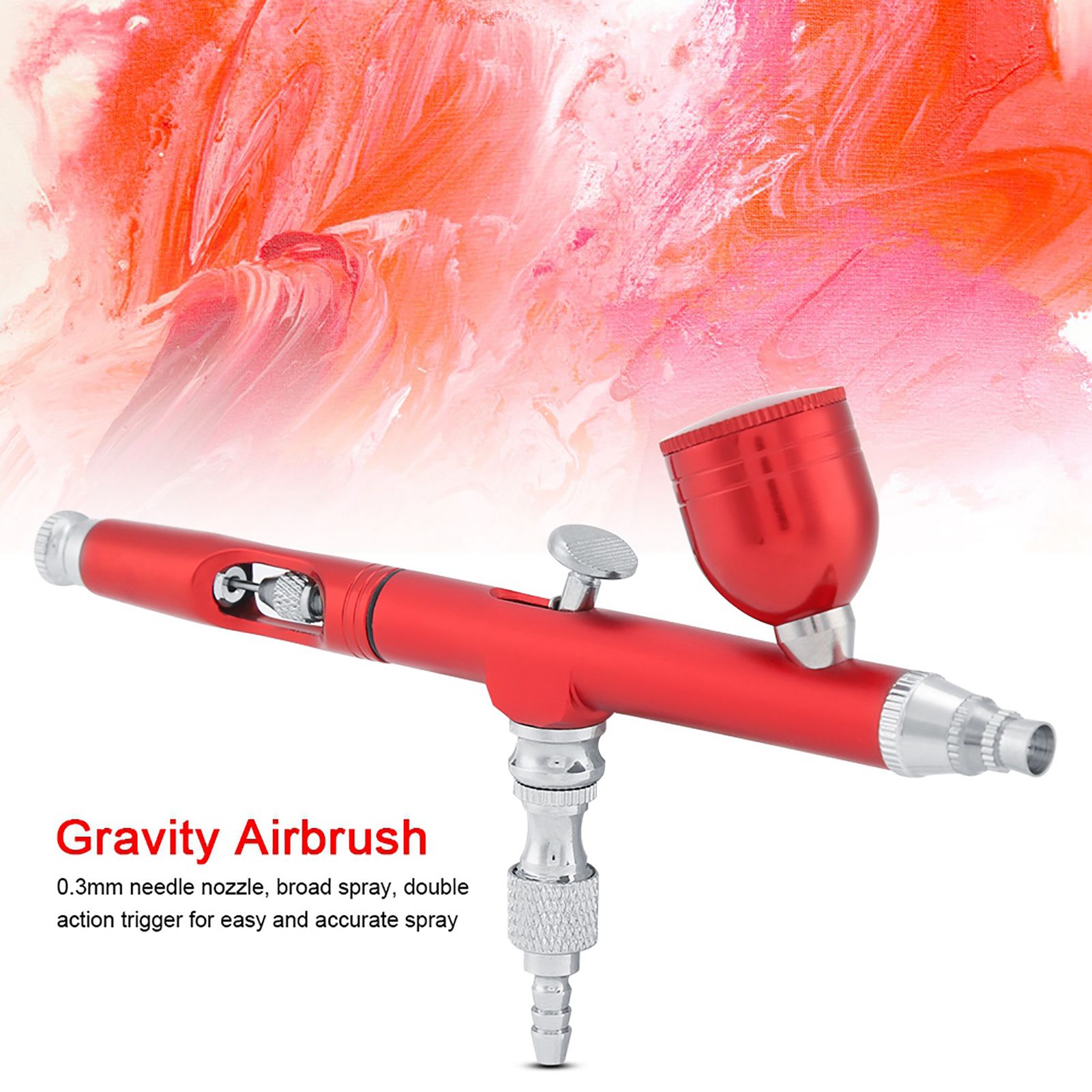 Dual Action Gravity Feed Airbrush Gun 0.3mm Spray Art Paint Tattoo Nail Tool
