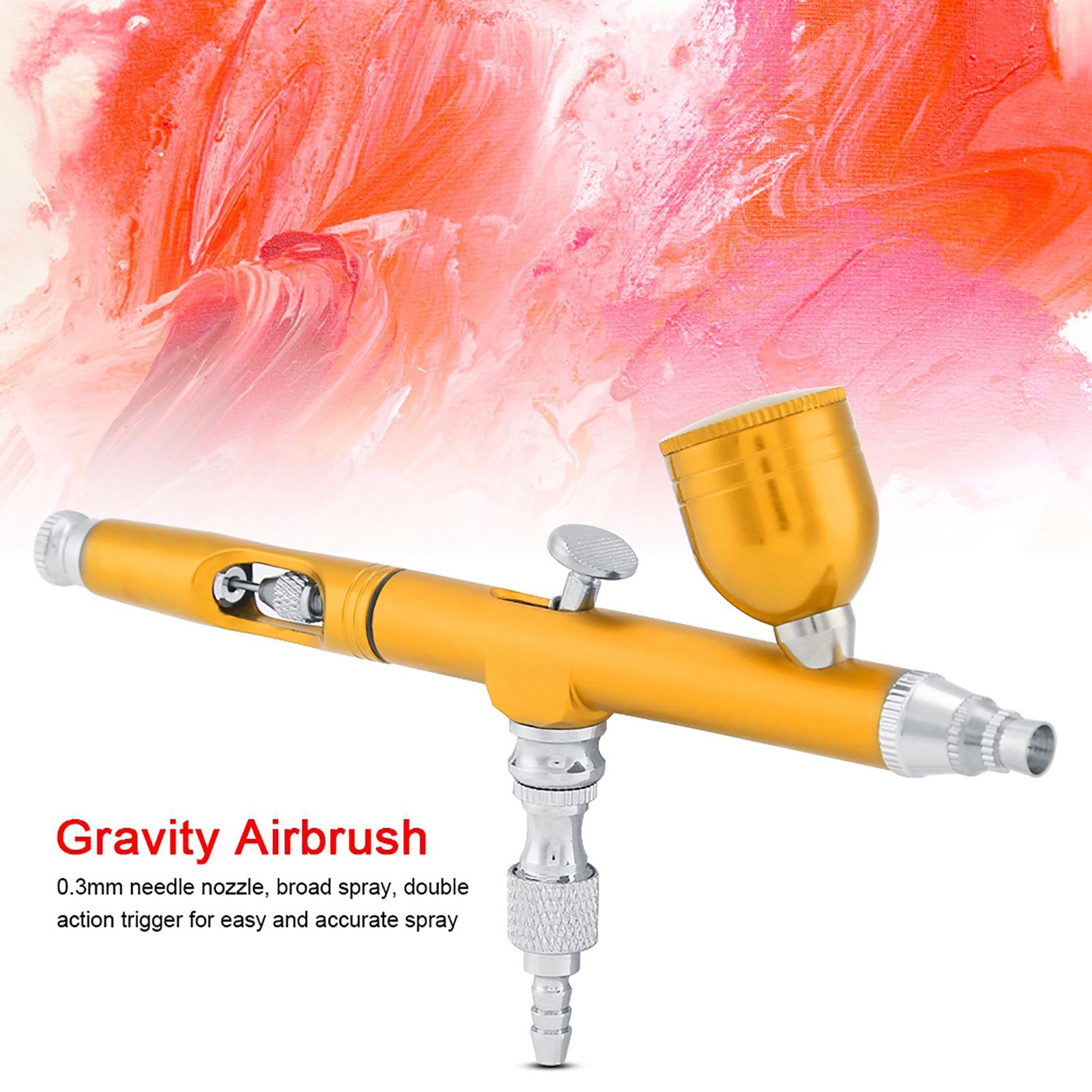 Dual Action Gravity Feed Airbrush Gun 0.3mm Spray Art Paint Tattoo Nail Tool