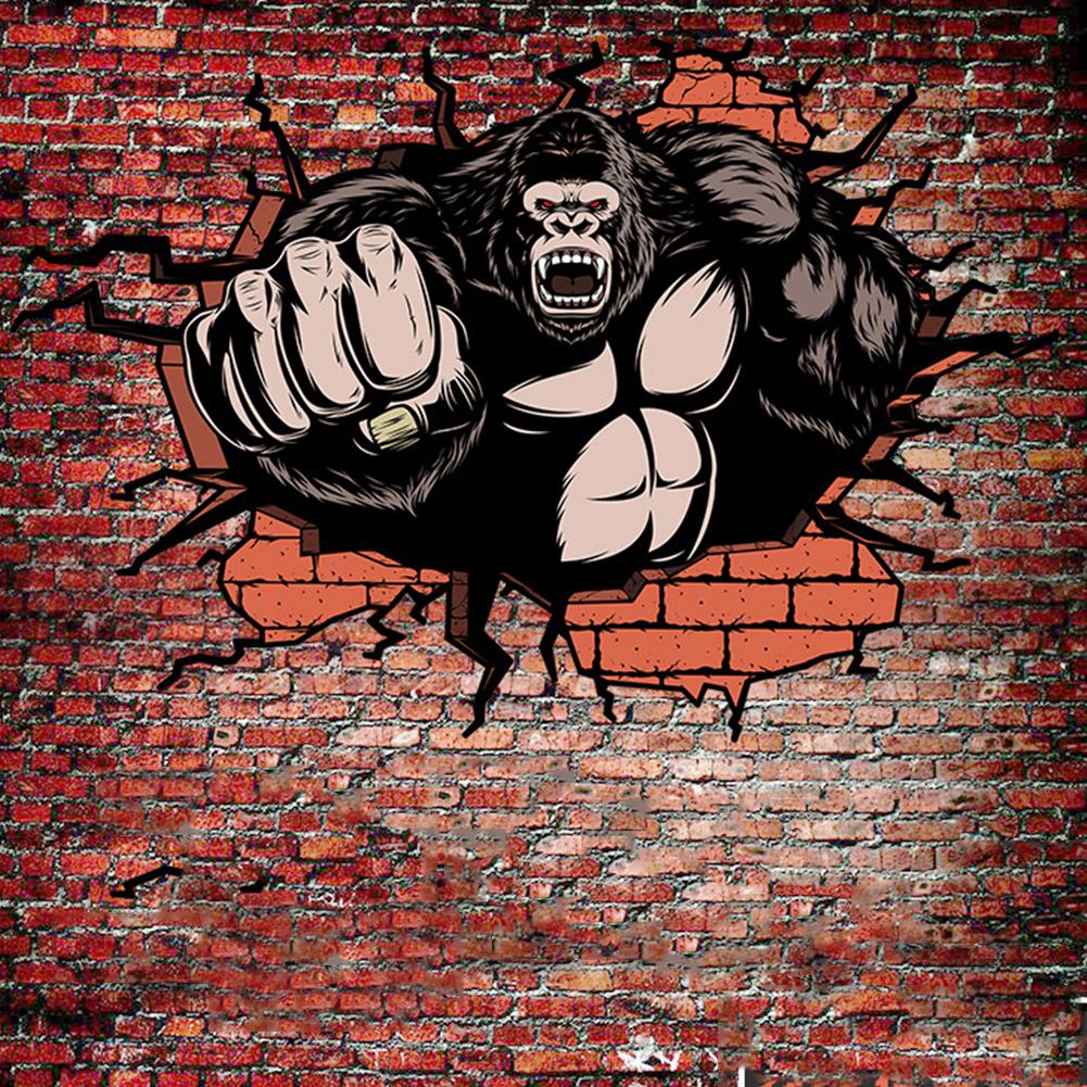 3D Stereo Chimp Wall Floor Stickers for Home Bedroom Backdrop Business Decoration