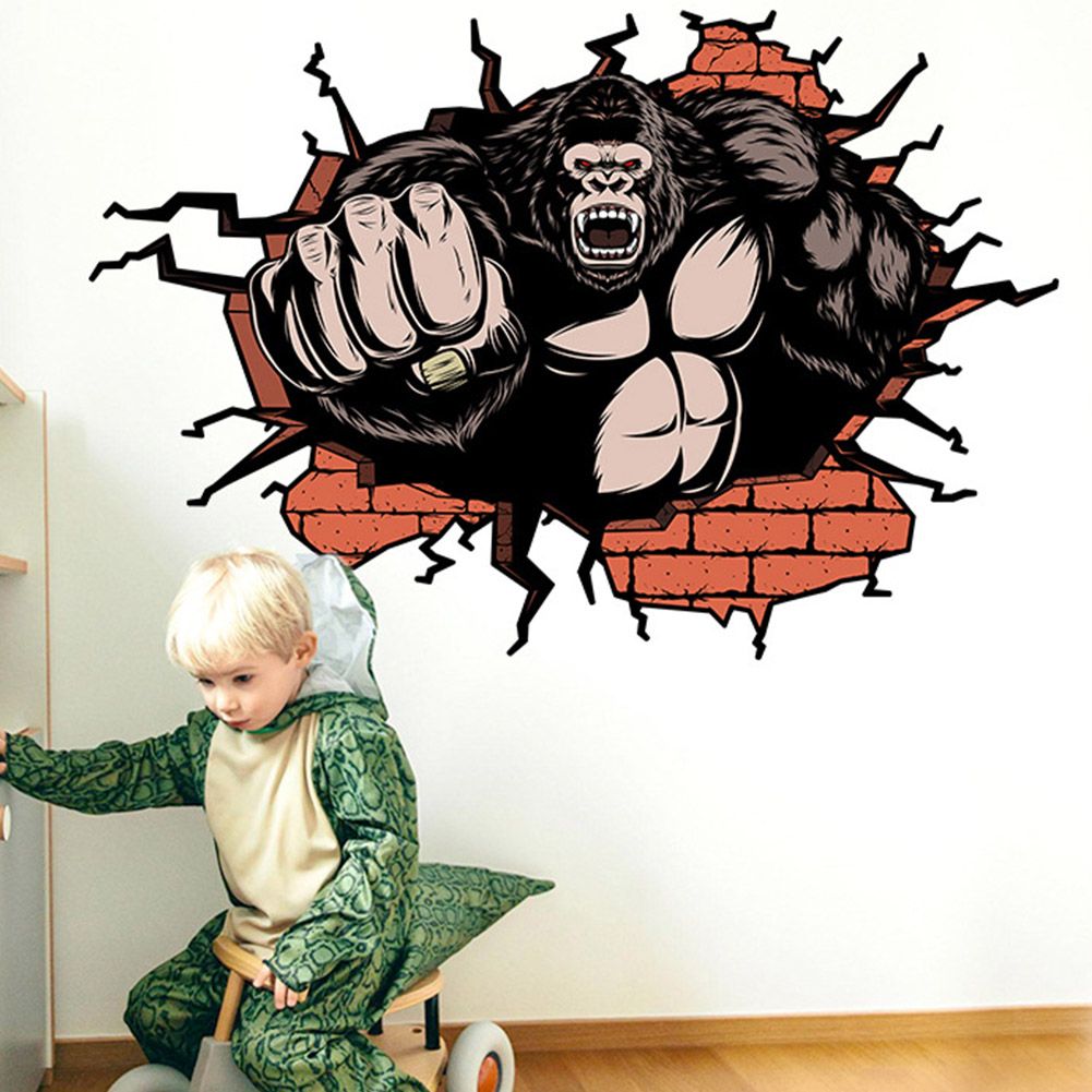 3D Stereo Chimp Wall Floor Stickers for Home Bedroom Backdrop Business Decoration view 3