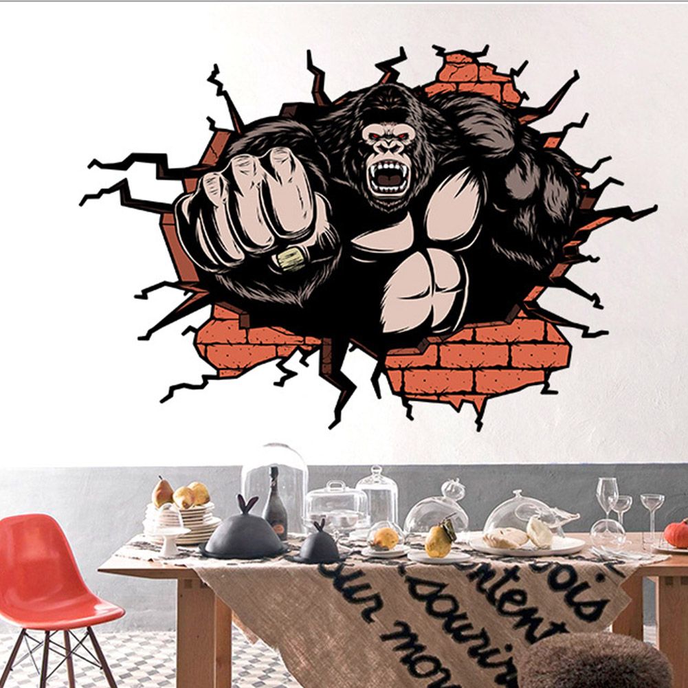 3D Stereo Chimp Wall Floor Stickers for Home Bedroom Backdrop Business Decoration view 4
