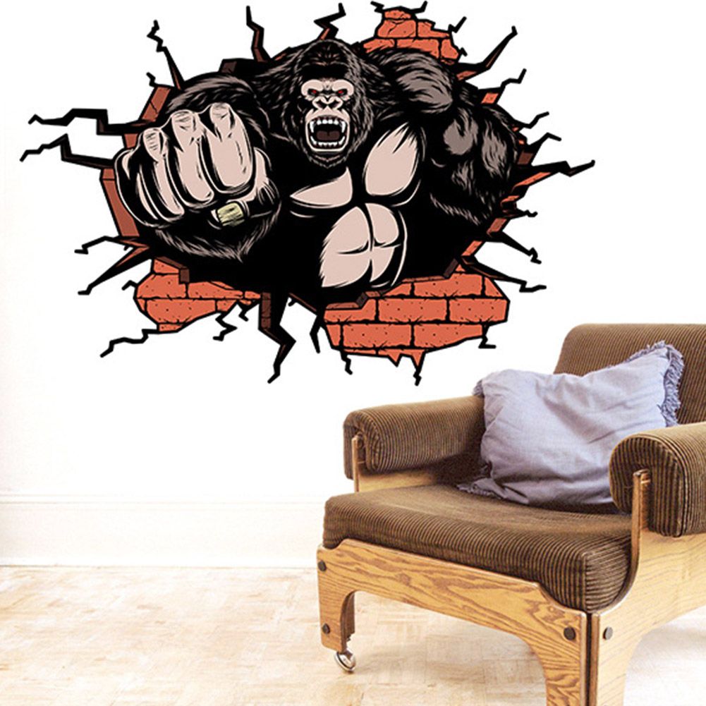 3D Stereo Chimp Wall Floor Stickers for Home Bedroom Backdrop Business Decoration view 5