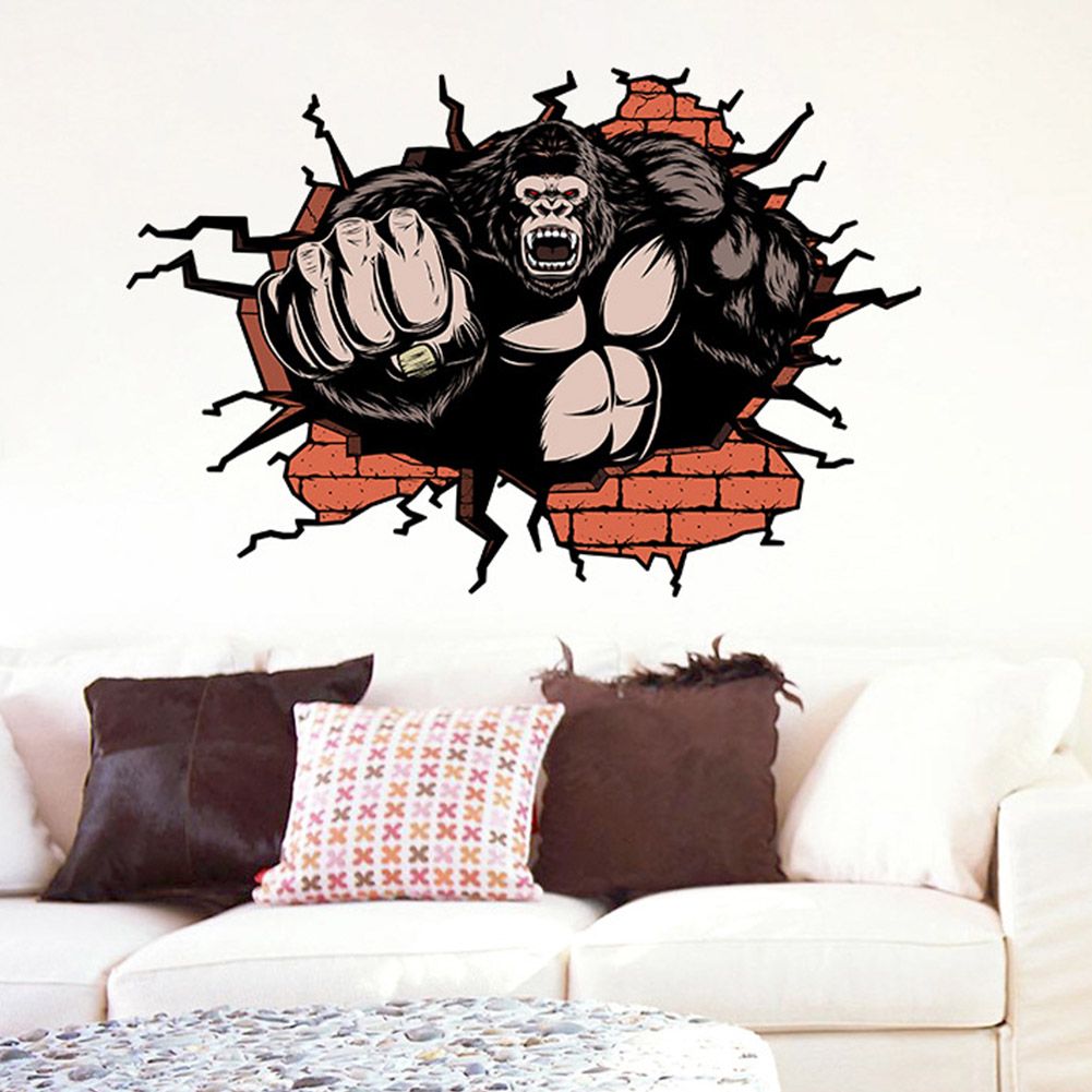 3D Stereo Chimp Wall Floor Stickers for Home Bedroom Backdrop Business Decoration view 6