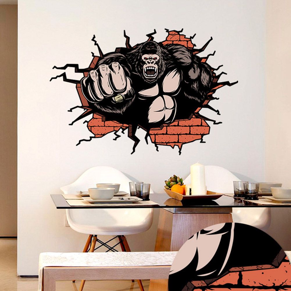 3D Stereo Chimp Wall Floor Stickers for Home Bedroom Backdrop Business Decoration view 7